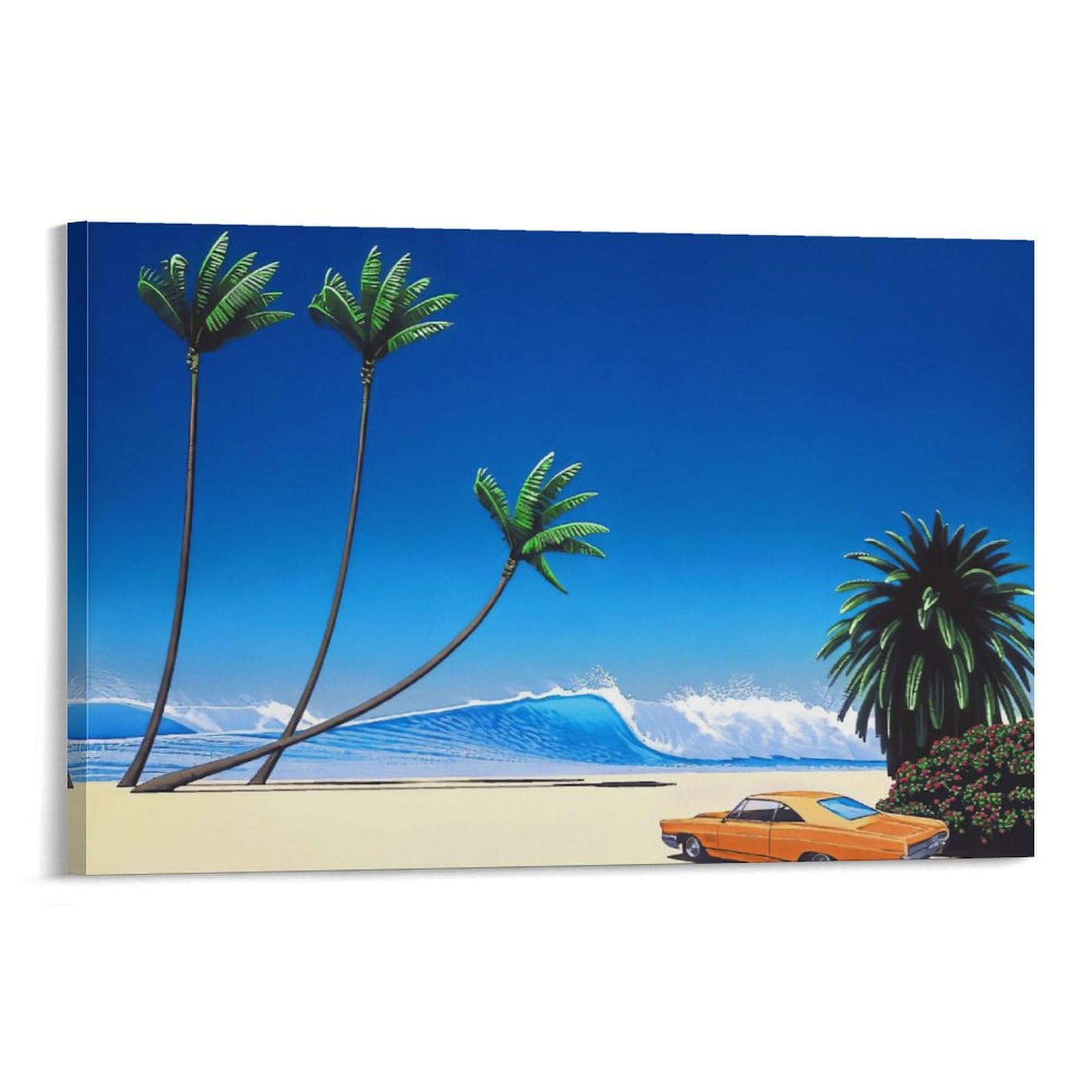 Amazon.com: Hiroshi Nagai Car Beach Framed Wall Art Poster Wall
